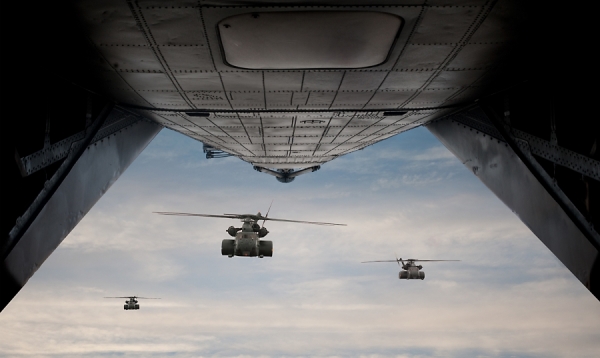 Photograph Robb Scharetg Usn Ch53 Helicopters In Flight on One Eyeland